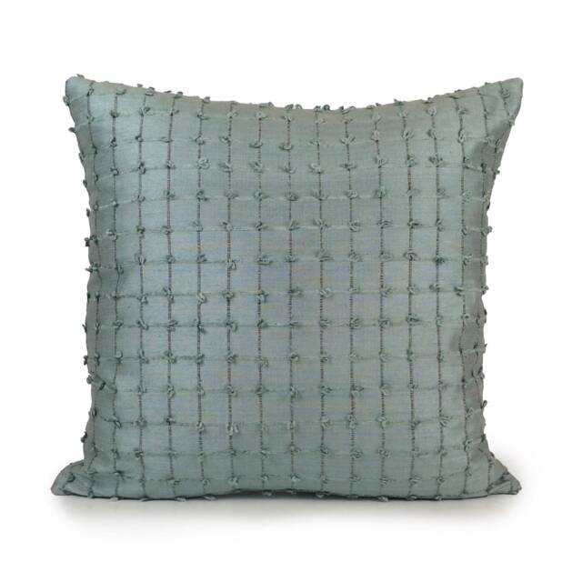 Green Teal Pillow, Throw Pillow Cover, Decorative Cushion Pillowcase, Accent Trendy Cotton Pillow, Velour Detail - image 1