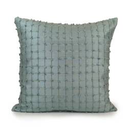 Green Teal Pillow, Throw Pillow Cover, Decorative Cushion Pillowcase, Accent Trendy Cotton Pillow, Velour Detail - thumbnail 1