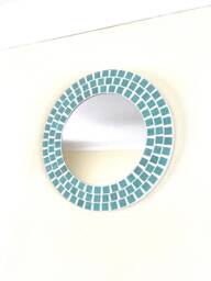 Mint Green Swirl Round Mosaic Mirror