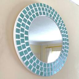 Mint Green Swirl Round Mosaic Mirror - thumbnail 3