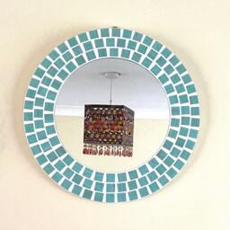 Mint Green Swirl Round Mosaic Mirror - thumbnail 4