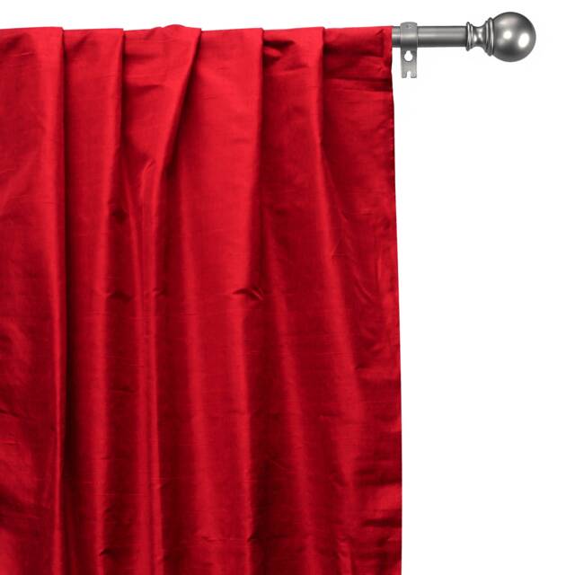 Red Silk Dupioni Curtain Panels - Rod Pocket, Grommet, Box Pleat, Three Pinch Tab Top & Plain Ring Top - image 1