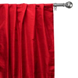 Red Silk Dupioni Curtain Panels - Rod Pocket, Grommet, Box Pleat, Three Pinch Tab Top & Plain Ring Top