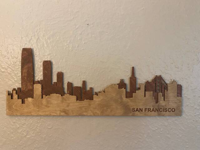 San Francisco Skyline Wooden Sign - Rustic Art Layered Laser Cut Wall Handmade Decor Gift Ideas - image 1