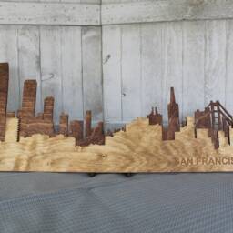 San Francisco Skyline Wooden Sign - Rustic Art Layered Laser Cut Wall Handmade Decor Gift Ideas - thumbnail 3