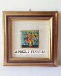 Vincent Van Gogh Sunflowers Micromosaic Painting - Framed Painting, Post-Impressionism, Thread Enamels - thumbnail 1