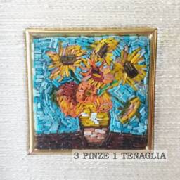 Vincent Van Gogh Sunflowers Micromosaic Painting - Framed Painting, Post-Impressionism, Thread Enamels - thumbnail 2