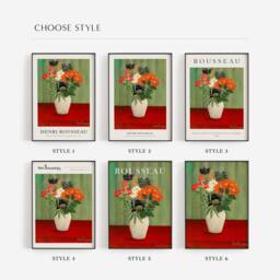 Henri Rousseau Print, Bouquet Of Flowers With China Asters & Tokyos Poster, Botanical Floral French Wall Decor, Still Life Canvas - thumbnail 2