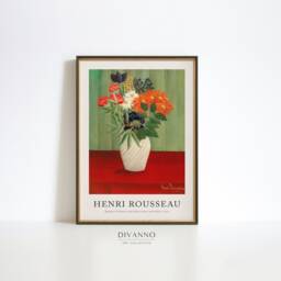 Henri Rousseau Print, Bouquet Of Flowers With China Asters & Tokyos Poster, Botanical Floral French Wall Decor, Still Life Canvas - thumbnail 3