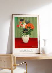 Henri Rousseau Print, Bouquet Of Flowers With China Asters & Tokyos Poster, Botanical Floral French Wall Decor, Still Life Canvas - thumbnail 1