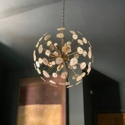 Mid Century Agate Sputnik Chandelier, Modern Brass Starburst Lighting - 75cms - thumbnail 2