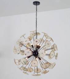 Mid Century Agate Sputnik Chandelier, Modern Brass Starburst Lighting - 75cms