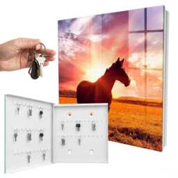 Horse in The Sun Key Cabinet For Home, Orange Box Wall, Photographic Animals, Nature & Animal Lovers - thumbnail 2
