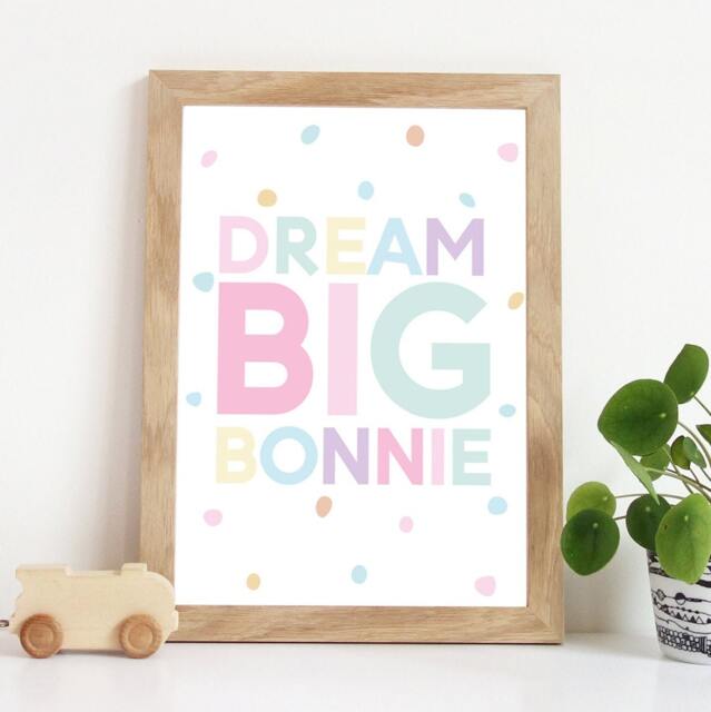 Dream Big Print, Girls Nursery Prints, Bedroom Pastel Colours Playroom Quotes, Toddler Bedroom, Wall Art - image 1