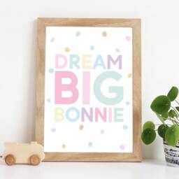 Dream Big Print, Girls Nursery Prints, Bedroom Pastel Colours Playroom Quotes, Toddler Bedroom, Wall Art - thumbnail 1