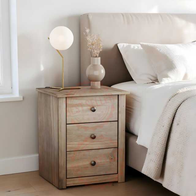 3 Drawer Bedside Cabinet, Wooden Nightstand, Bedroom Storage, Modern Furniture - image 1