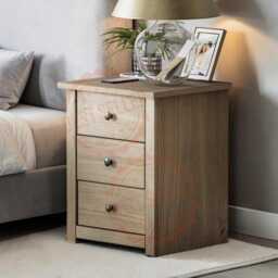 3 Drawer Bedside Cabinet, Wooden Nightstand, Bedroom Storage, Modern Furniture - thumbnail 3