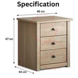 3 Drawer Bedside Cabinet, Wooden Nightstand, Bedroom Storage, Modern Furniture - thumbnail 4