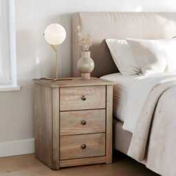 3 Drawer Bedside Cabinet, Wooden Nightstand, Bedroom Storage, Modern Furniture - thumbnail 1