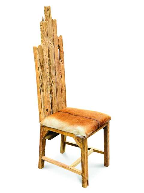 Teak Root Dining Chair Upholstered in Goat Skin - image 1