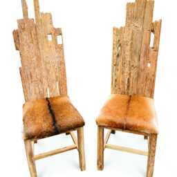 Teak Root Dining Chair Upholstered in Goat Skin - thumbnail 2