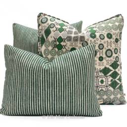 Martyn Lawrence Halcyon Luxury Designer Modern Green Beige Fabric Cushion Pillow Throw Cover - thumbnail 4