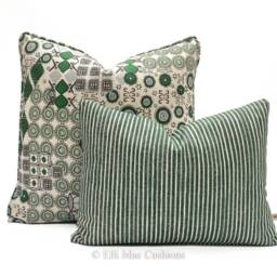Martyn Lawrence Halcyon Luxury Designer Modern Green Beige Fabric Cushion Pillow Throw Cover - thumbnail 2