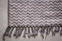 Handprinted Cotton Dhurrie Rug Zig Zag Design, 2x3 - thumbnail 1