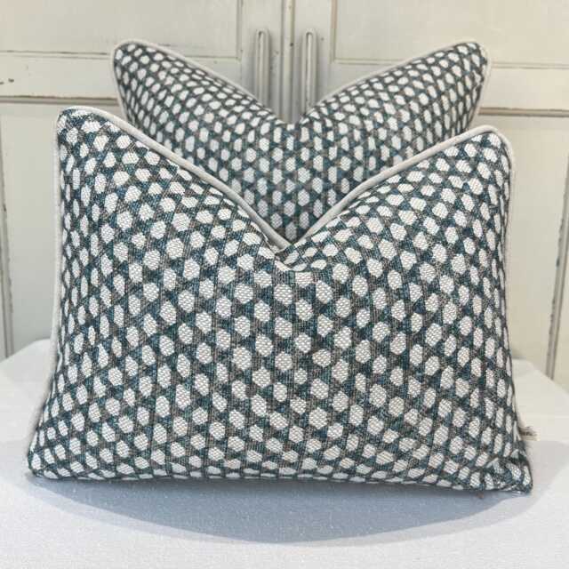 Cushions Made in Fermoie Neutral Black Teal Wicker Luxury Designer Decorative Linen Cushion Pillow Throw Cover - image 1