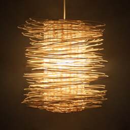 Rattan Pendant Light - Rustic Weave Lighting Fixture - thumbnail 2