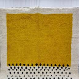 Amazing Minimalistic Rug, Best Moroccan Dotted Rug For Your Living Room, Handmade From Mustard & White Wool Of Sheep, Minimalist Carpet - thumbnail 2