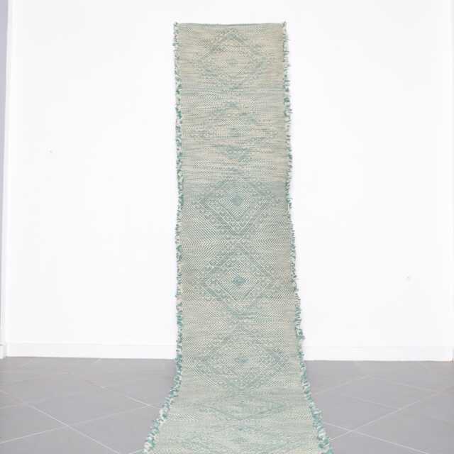 "Handwoven Moroccan Wool Runner Rug Long Geometric Hallway Decor - 15'11"" X 2'9" - image 1