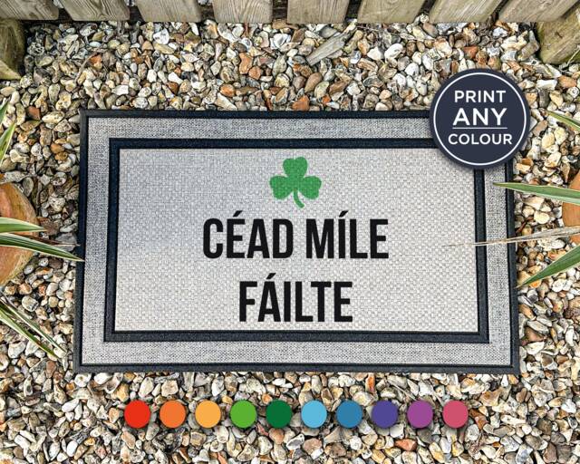 C??ad M??le F??ilte - Irish Welcome Mat Doormat A Thousand Welcomes Weather Proof Custom Coir Home Decor - image 1