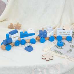 Customizable Building Block Train, Wooden 1st Birthday Gift, Toddler Toy, Nursery Decor - thumbnail 3