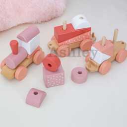 Customizable Building Block Train, Wooden 1st Birthday Gift, Toddler Toy, Nursery Decor - thumbnail 2