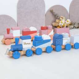 Customizable Building Block Train, Wooden 1st Birthday Gift, Toddler Toy, Nursery Decor