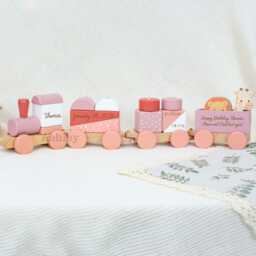 Customizable Building Block Train, Wooden 1st Birthday Gift, Toddler Toy, Nursery Decor - thumbnail 4