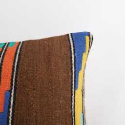 Handmade Turkish Kilim Pillow Cover Vintage Farmhouse Decor - 14x14 - thumbnail 2