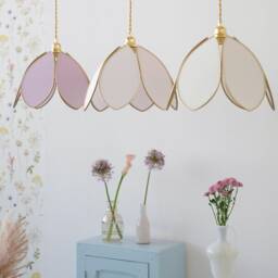 Simple Flower Pendant Light - Lilac & Gold - thumbnail 2