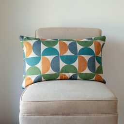 Mid-Century Geometric Xl Rectangular Cushion in Teal Blue, Nature-Inspired Green, & Bright Orange. Eye-Catching Vintage Design. 23X15