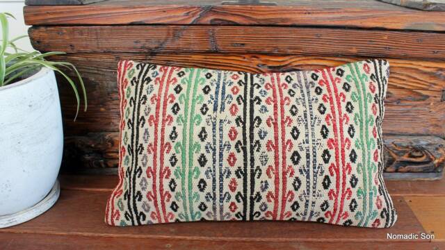 3050cm - 1220In Rectangle Vintage Kilim Cushion Cover Handwoven - Tribal Lines - image 1