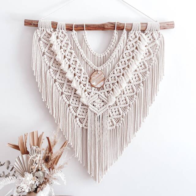 Large Macrame Wall Hanging - Boho Agate Art - image 1