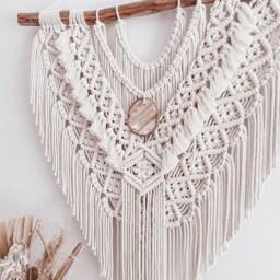 Large Macrame Wall Hanging - Boho Agate Art - thumbnail 3