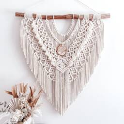 Large Macrame Wall Hanging - Boho Agate Art - thumbnail 1