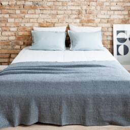 Linen Throw Blanket. Blue Color Waffle Blanket. Bedspread. Coverlet. Organic Stonewashed Cover. Bedspread in Various Colors - thumbnail 3