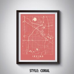 Irving Texas Map Print Vintage Style Office Wall Art - thumbnail 2