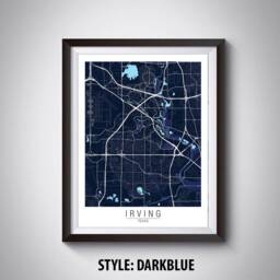 Irving Texas Map Print Vintage Style Office Wall Art - thumbnail 3