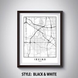 Irving Texas Map Print Vintage Style Office Wall Art - thumbnail 4
