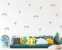 Flamingo Wall Decals Tropical Playroom Decor, Pack Of 40 - thumbnail 1