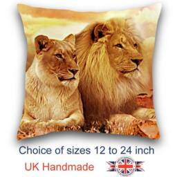 Lion Cushion, & Lioness Choice Of Sizes, Handmade - thumbnail 1